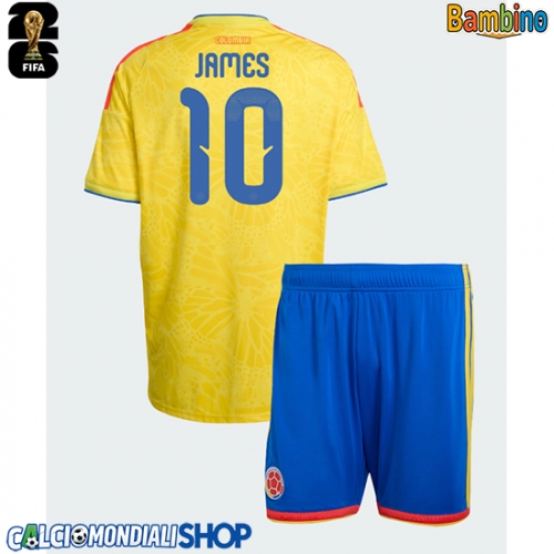Maglie da calcio Colombia James Rodriguez #10 Prima Maglia Bambino Mondiali 2026  Manica Corta + Pantaloni corti)